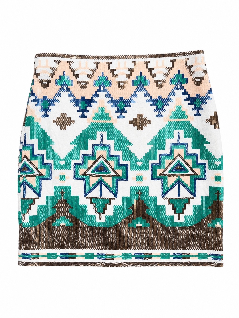 MiAmi Sequin Aztec Mini Skirt M Boho Festival Coastal Cowgirl Y2K Western